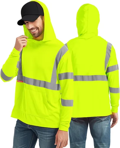Miniatura 16 de ProtectX Camisas de manga larga de alta visibilidad, camiseta de seguridad reflectante de alta visibilidad para hombres y mujeres, camisa de Azul