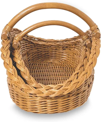 Miniatura 8 de The Basket Lady Cesta de Mimbre Recolectora, Pequeña, 18.5 pulg. L x 10 pulg. A x 9 pulg. Al, Sandstone (Se Vende Individualmente)