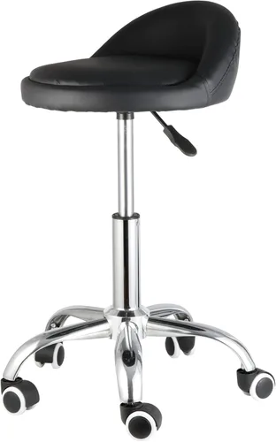 HomGarden Silla con ruedas para salón de masaje médico, cocina, spa, redacción, oficina, cocina, silla de dibujo, taburete con cojín de respaldo y