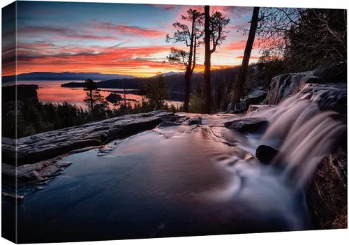 wall26 Lienzo impreso para pared, diseño de agua corre sobre el lago al atardecer, naturaleza, desierto, fotografía, moderno, rústico, escénico,