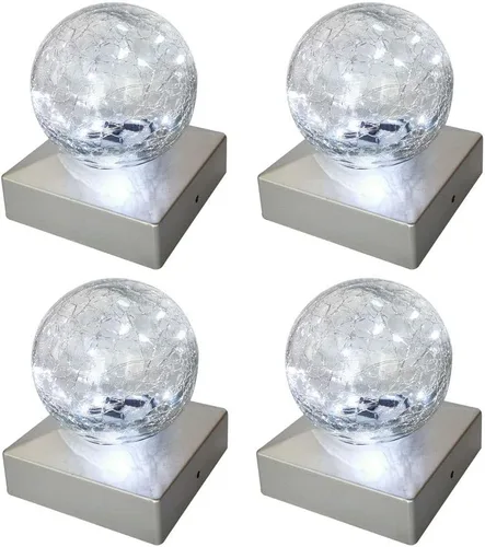 SUNNYPARK Luces solares para poste – Luz para poste al aire libre para decoración de valla o patio jardín – Tapas de bolas de observación Blanco frío