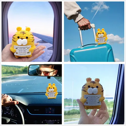 Miniatura 5 de Mini regalo de tigre de ganchillo positivo, lindo regalo de apoyo emocional inspirador para mujeres, hombres, adultos y adolescentes, decoración