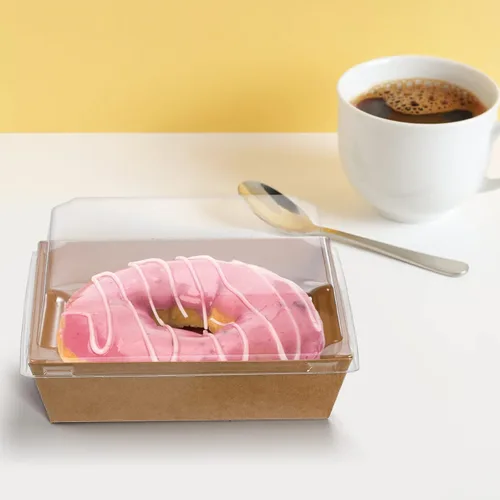 Miniatura 9 de Hiceeden Paquete de 100 Cajas de Charcutería con Tapas Transparentes, 5.4"×5"×2.5" Caja de Papel para Panadería Postres Sándwich, Recipientes
