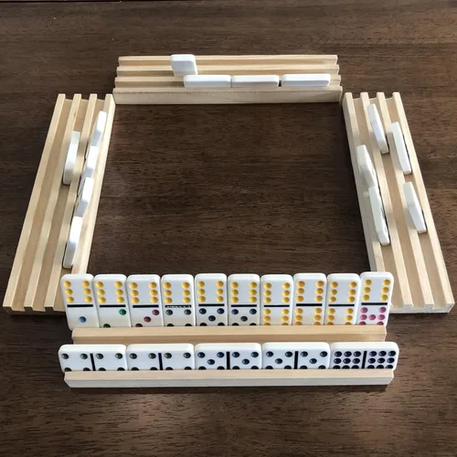Miniatura 6 de Yuanhe Soporte para bandejas de Domino – Juego de 4 soportes de madera para azulejos de madera Dimonos Tablas para tren mexicano Rummy Chickenfoot