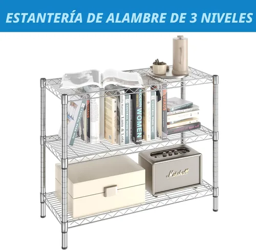 Miniatura 6 de Guan River Estantería de Alambre de Metal Ajustable de 3 Estantes para Almacenamiento para Oficina, Cocina, Dormitorio, Baño, Lavandería, Despensa