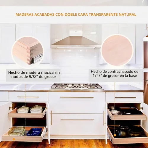 Miniatura 7 de Mulush Organizador de cajones extraíble de 13" de ancho x 21" de profundidad x 3" de alto con cierre suave para cocina