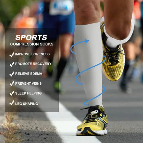 Miniatura 3 de Calcetines de compresión para mujeres y hombres, calcetines largos atléticos hasta la rodilla de 15 a 20 mmhg, lo mejor para correr atlética, 3 pares