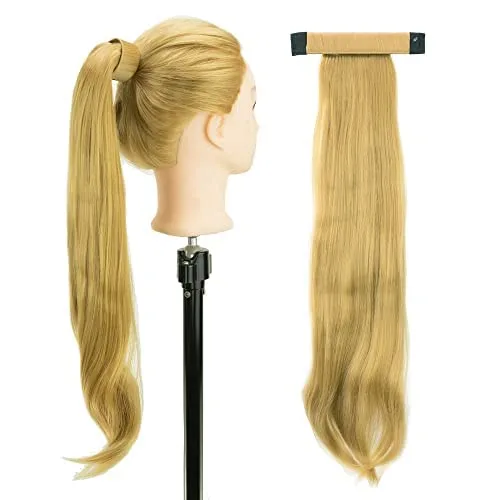 IMISSU Novelly Design - Extensión de cabello largo y ondulado con cola de caballo con diadema flexible (rubio oscuro)