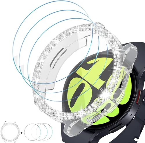 Miniatura 100 de DEALELE Paquete de 1 + 3 fundas y protector de pantalla compatible con Samsung Galaxy Watch FE / 5/4 de 1.575 pulgadas, funda protectora
