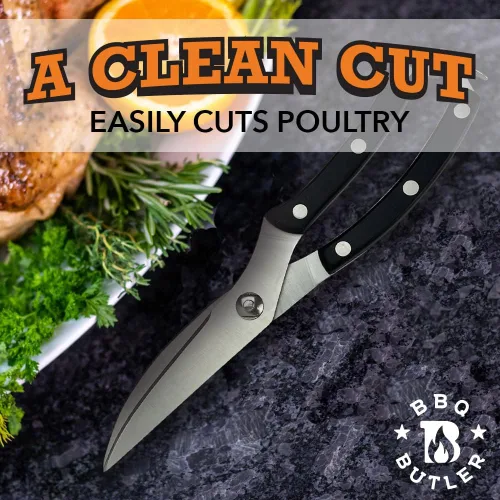 Miniatura 2 de BBQ Butler Tijeras para aves de corral - Tijeras de pollo resistentes - Corte de carne, aves de corral, tijeras Spatchcock - Negro