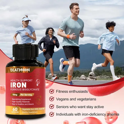 Miniatura 4 de Paquete de 2 suplementos de hierro para mujeres y hombres, cápsulas de bisglicinato de hierro altamente absorbentes para adultos, veganas, sin OMG