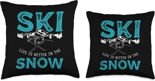 Miniatura 3 de Ski Life Better In The Snow Skiing Skier Gift Life Better in The Snow Cojín de esquí de esquí, 16 x 16 pulgadas, multicolor
