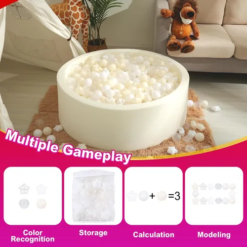 Miniatura 2 de Pelotas de Corral de Bolas Realhaha 50 100 200 500, Formas de Estrella para Bebés Niños Parque Infantil Bolas de Plástico para Bebés Piscina