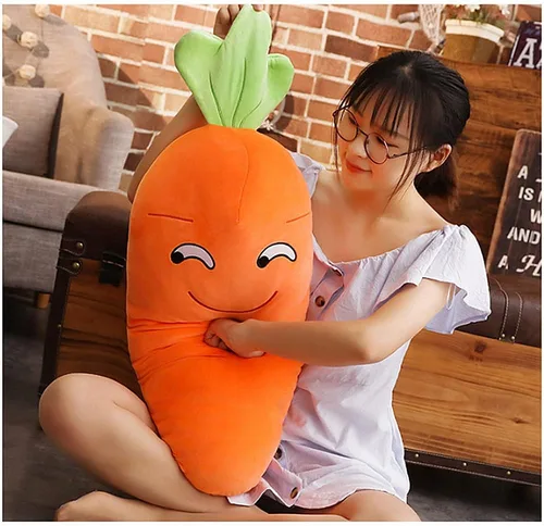 Miniatura 3 de XIYUAN Juguete de peluche de zanahoria de 27.5 pulgadas, almohada suave de zanahoria para abrazar, juguete de muñeca de peluche de expresión linda