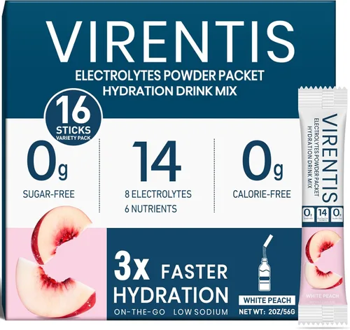 16 paquetes de electrolitos en polvo, paquetes de hidratación sin azúcar, mezcla líquida diaria de electrolitos intravenosos para rehidratación con