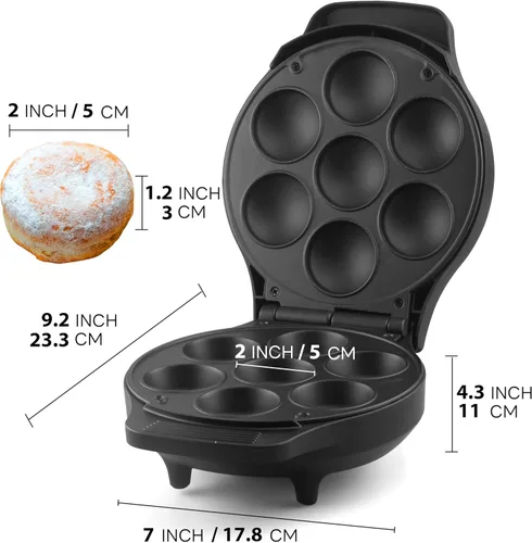 Miniatura 7 de FineMade Mini Máquina para Hacer Panqueques Rellenos, Sartén Eléctrica para Hacer Ebleskiver Poffertjes, Máquina para Hacer Panqueques Daneses