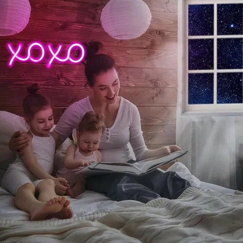 Miniatura 6 de ENUOLI XOXO - Letrero de neón rosa para dormitorio, letrero de neón rosa alimentado por USB, decoración de pared, decoración del hogar, letrero LED