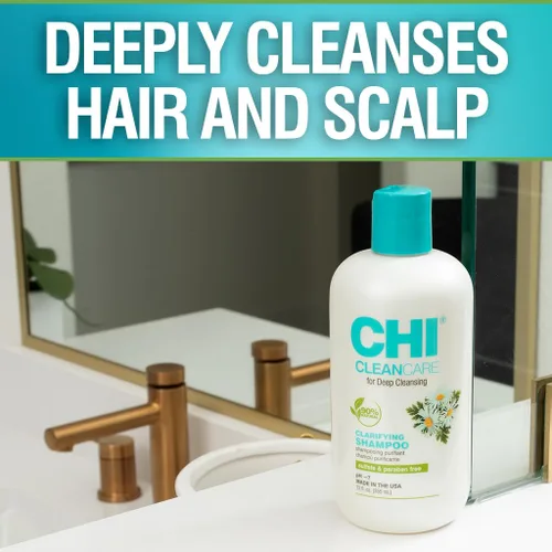 Miniatura 5 de CHI CleanCare Champú Clarificante, Limpia Profundamente el Cabello y el Cuero Cabelludo, Elimina la Acumulación y Restaura la Humedad del Cabello