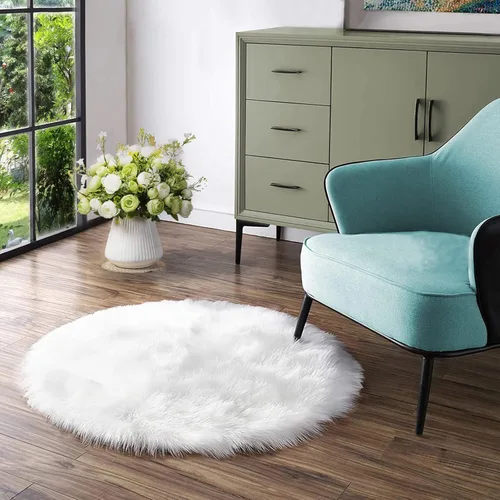 Miniatura 87 de Latepis - Tapete rectangular de piel sintética tipo lana de oveja suave, esponjosa y lavable para sala de estar, dormitorio, sala de juegos o Blanco
