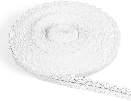 Cordones de algodón vintage de 10 yardas, cinta de encaje blanco de 0.4 pulgadas de ancho, cordones de cinta de encaje, gargantilla, cortina,