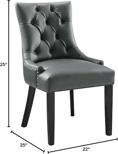 Miniatura 3 de Regent - Silla de comedor de cuero vegano copetudo en color gris