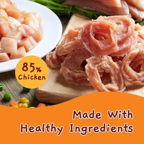 Miniatura 3 de Jungle Calling Anillos de pollo para perros pequeños, medianos y grandes, cecina de pollo asado lento, masticables para perros sin cuero crudo