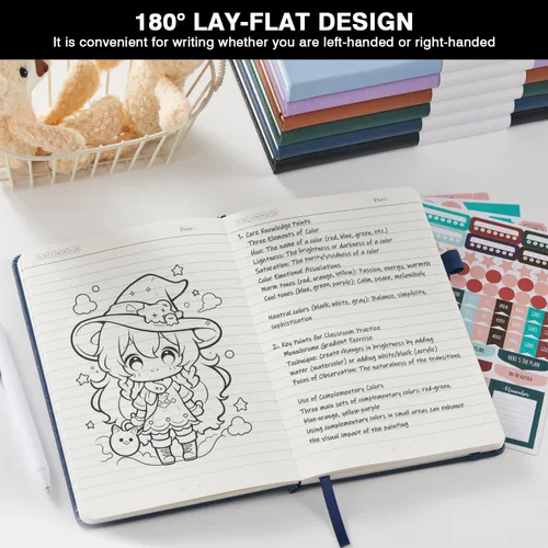 Miniatura 4 de Paquete de 3 cuadernos rayados con bolígrafo, cuadernos A5 (5.7 x 8.4 pulgadas) de tapa dura de cuero para mujeres y hombres, trabajo, 160 páginas