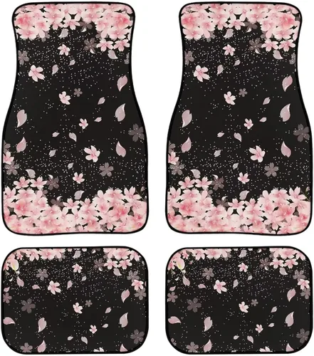 Miniatura 9 de Tapete de piso de automóvil con diseño floral de margaritas hippie abstractas, almohadillas antideslizantes, accesorios de automóvil para mujeres