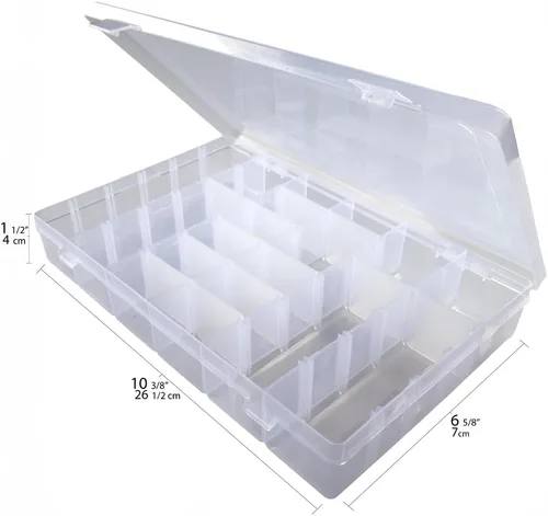Miniatura 5 de Craft County Caja organizadora de hilo e hilo para bordar, 17 compartimentos, plástico blanco transparente, vacía (organizador)