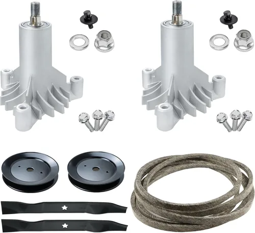 Miniatura 13 de Kit de reconstrucción de cubierta de 42 pulgadas para Husqvarna Craftsman LT1000 LT2000 con 2 husillos 130794 532130794, 2 cuchillas 134149, polea