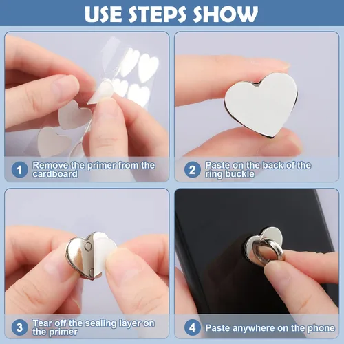 Miniatura 3 de Moxweyeni 8 piezas de anillo adhesivo para dedos de teléfono celular, soporte de agarre de dedo de metal para teléfono, anillo de bucle de agarre
