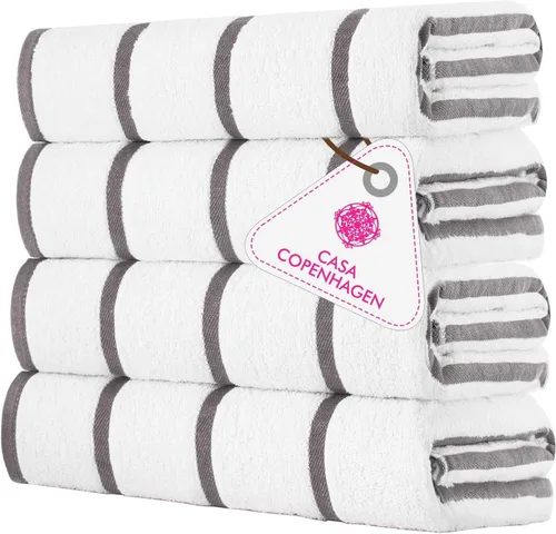 Miniatura 11 de CASA COPENHAGEN Juego de 6 toallas de palomitas de maíz, color azul polvoriento, 21.16 oz/m², 2 toallas de baño, 2 toallas de mano y 2 toallas