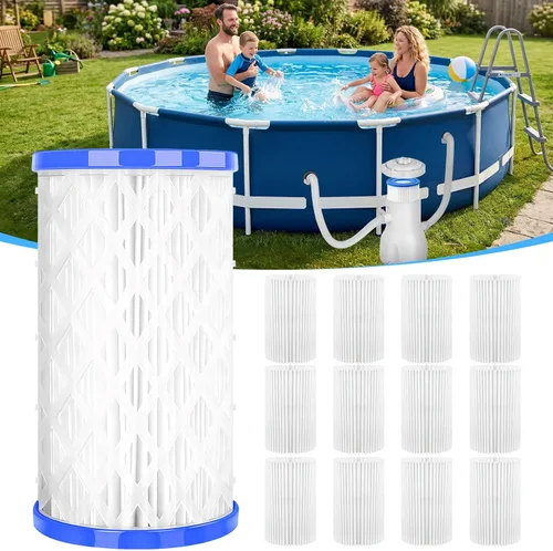 Miniatura 9 de Cartucho de filtro universal para piscina tipo A/C o III, paquete de 6 reemplazos reutilizables para piscinas sobre el suelo, filtración de alta