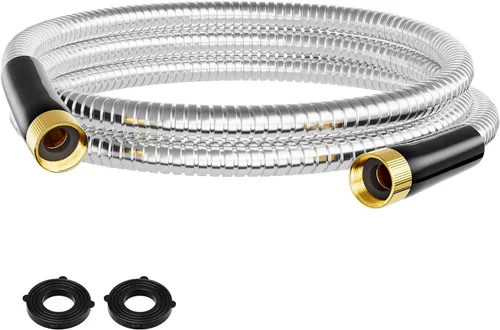 SPECILITE Manguera de jardín corta de 10 pies, manguera líder de acero inoxidable 304 de 1/2 pulgada con accesorios de latón hembra a hembra,