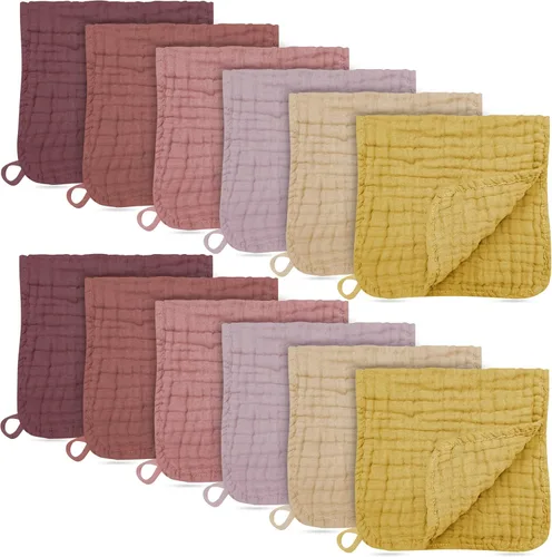 Miniatura 12 de Paquete de 12 paños de muselina para eructos, grandes de 20 x 10 pulgadas, ultra absorbentes, 100% algodón para babas y desorden del bebé, trapo