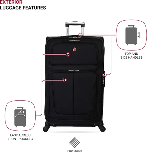 Miniatura 3 de SwissGear - Equipaje suave expandible Sion con ruedas, Negro