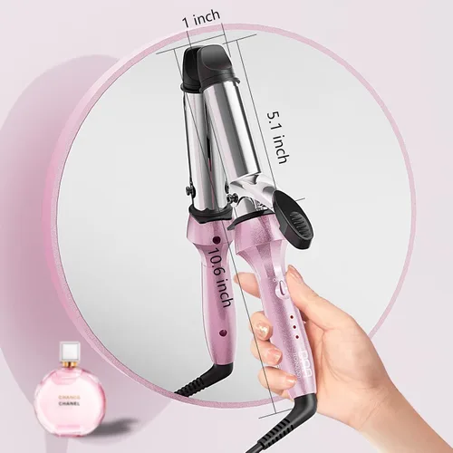 Miniatura 2 de Dan Technology Rizador de doble voltaje con barril de 1 pulgada, temperatura ajustable, apagado automático de 60 minutos para cabello largo y corto