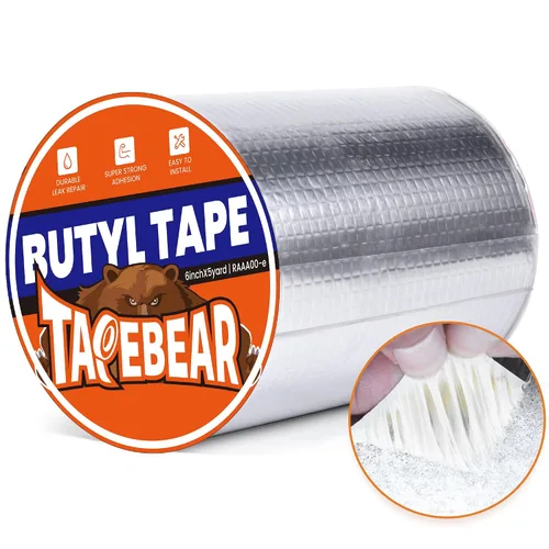 Miniatura 11 de TAPEBEAR Cinta de Butilo 12 pulgadas x 16 pies, Cinta de Sellado de Conductos de Aluminio Sellador Impermeable Cinta de Reparación para Techo de RV