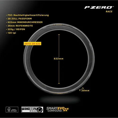 Miniatura 2 de Pirelli P-Zero Race Folding Road Bike Tyre, 700 x 26c, Black Tan clásiico