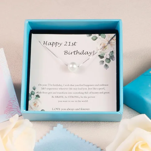 Miniatura 52 de Sereney Regalos de cumpleaños para niñas y mujeres, collar de perlas de plata esterlina como regalo de cumpleaños de 7, 9, 10, 11, 13, 15, 16, 18