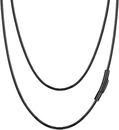 Miniatura 50 de PROSTEEL Collar de cuero impermeable para hombre, 0.079 in/0.118 in, 16 a 30 pulgadas, con cierre de acero inoxidable, cadena de bricolaje