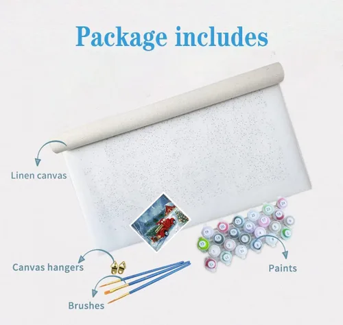 Miniatura 5 de Eiazuiks Pintura por números para adultos. Pintura de Navidad por números para adultos principiantes, pintura de dibujo con 3 pinceles, lienzo