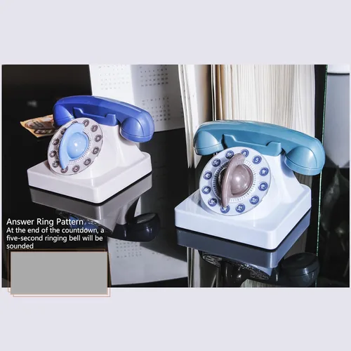 Miniatura 5 de Lindo teléfono de dibujos animados en forma de temporizador de cocina mecánico viento hasta 60 minutos manual 360 grados temporizador giratorio