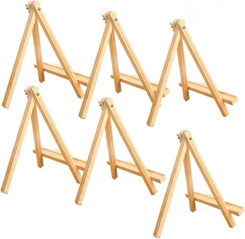 Juego de caballetes de madera de 9.4 pulgadas de alto, caballetes de mesa, caballete de pintura para artistas, adultos, estudiantes (paquete de 6)