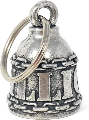 Bravo Bells DILLIGAF Bell - Accesorio de campana de motociclista o llavero para la buena suerte en la carretera, Peltre, Sin gemas.