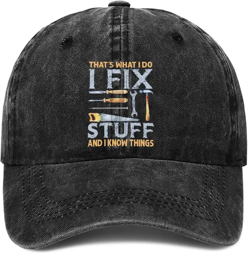 Miniatura 14 de I Fix Stuff and Know Things - Sombrero para hombre, That's What I Do Hat, I Fix Stuff Hat, I Fix Things and I Know Stuff Hat 1 (negro)