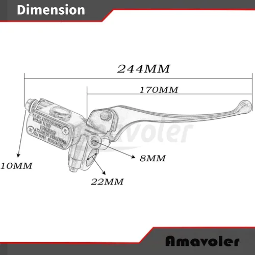 Miniatura 2 de Bomba de palanca de cilindro maestro de freno delantero derecho apta para GY6 50cc 125cc 150cc 250cc Scooter ATV Dirt Pit Bike