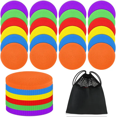 Miniatura 9 de Marcadores de punto de polietileno de 4 pulgadas y 9 pulgadas para puntos de polietileno de piso de gimnasio, 12/18/24/36 piezas de puntos redondos