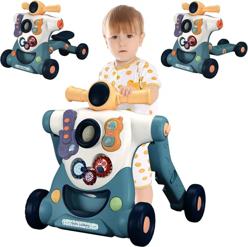Andador de aprendizaje para bebés sentado a pie, 3 en 1 para niños y niñas, andadores educativos para bebés con centro de actividades de