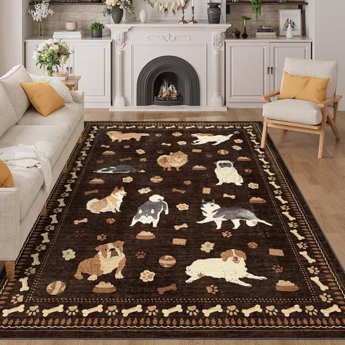 Miniatura 206 de DUKINO Alfombra de área de 6 x 9 pies, alfombra floral para sala de estar, ligera, antideslizante, lavable, alfombra de interior de pelo bajo